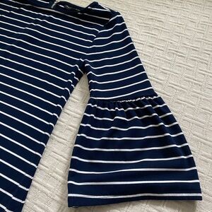 White House Black Market navy striped dress.